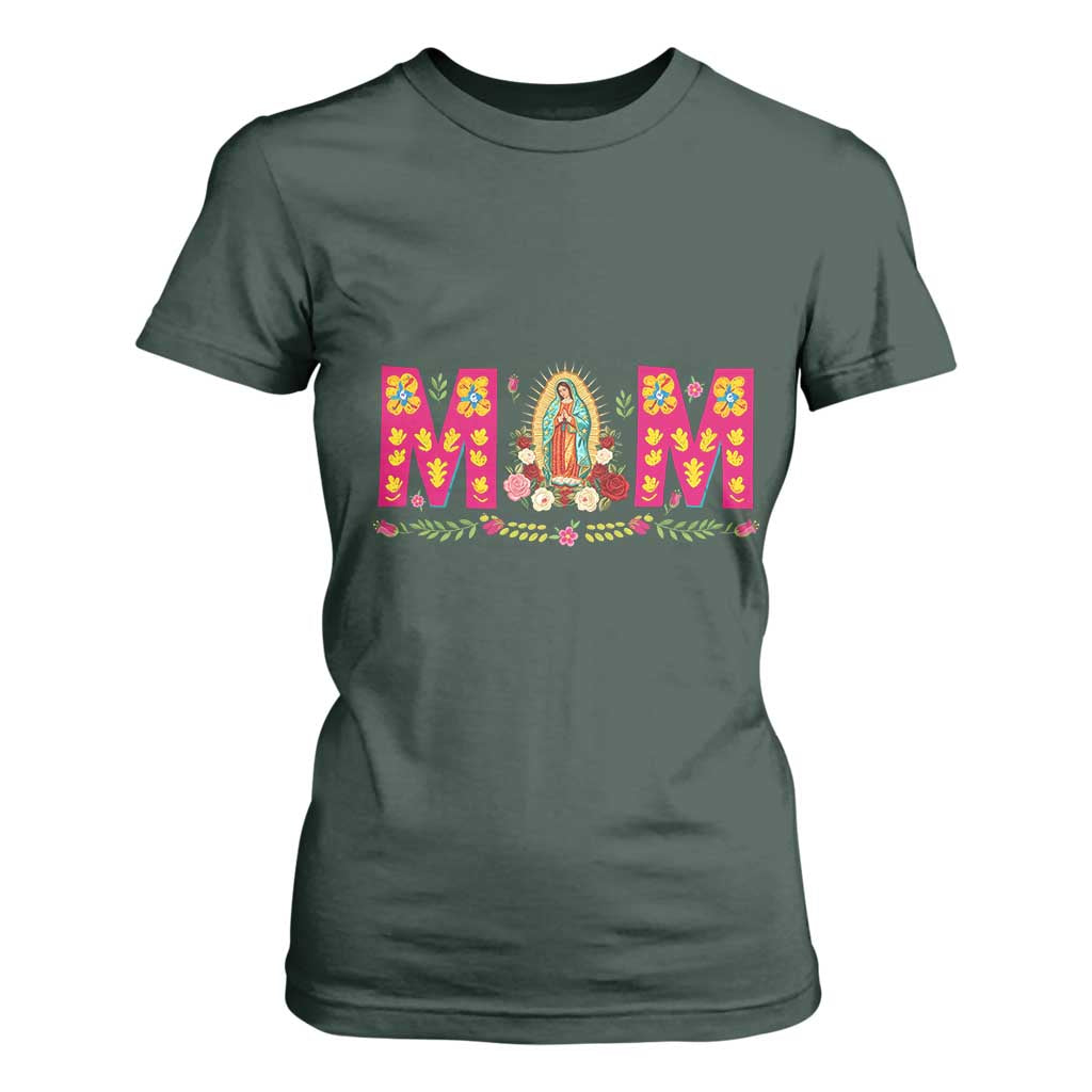 Virgen de Guadalupe T Shirt For Women Mexican Heritage Mom Mother’s Day Gift TS14 Dark Forest Green Print Your Wear