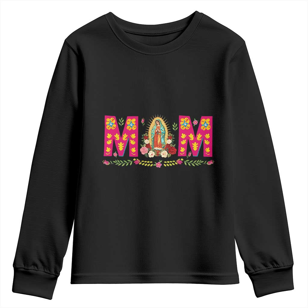 Virgen de Guadalupe Youth Sweatshirt Mexican Heritage Mom Mother’s Day Gift TS14 Black Print Your Wear