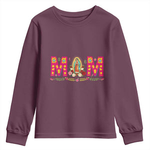 Virgen de Guadalupe Youth Sweatshirt Mexican Heritage Mom Mother’s Day Gift TS14 Maroon Print Your Wear