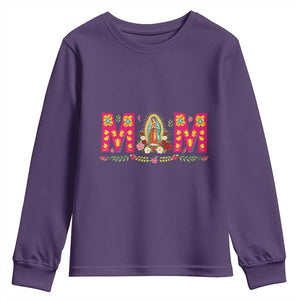 Virgen de Guadalupe Youth Sweatshirt Mexican Heritage Mom Mother’s Day Gift TS14 Purple Print Your Wear
