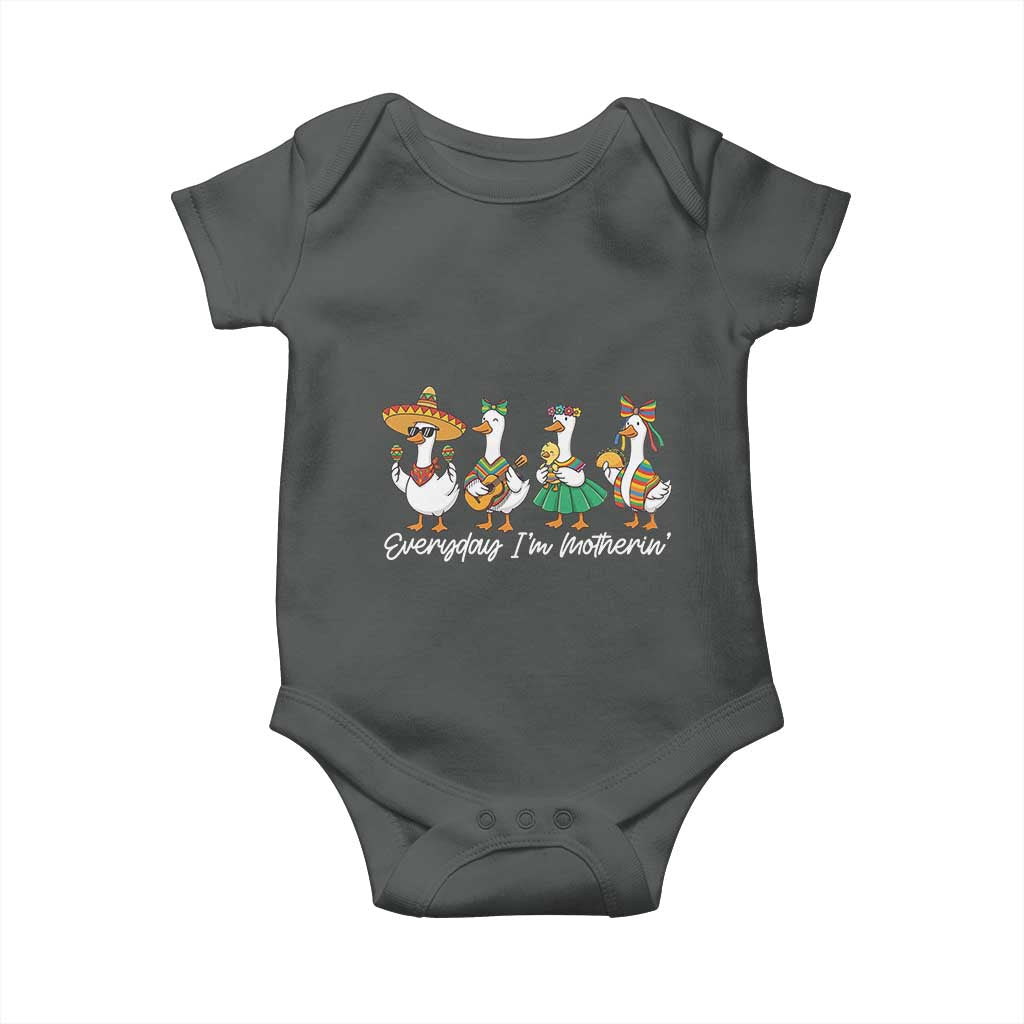 Everyday I'm Motherin Baby Onesie Cinco De Mayo Silly Goose Fiesta TS14 Dark Heather Print Your Wear