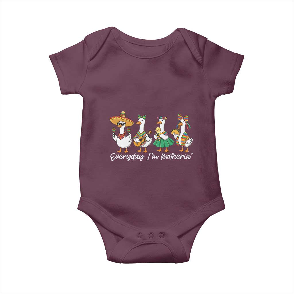 Everyday I'm Motherin Baby Onesie Cinco De Mayo Silly Goose Fiesta TS14 Maroon Print Your Wear