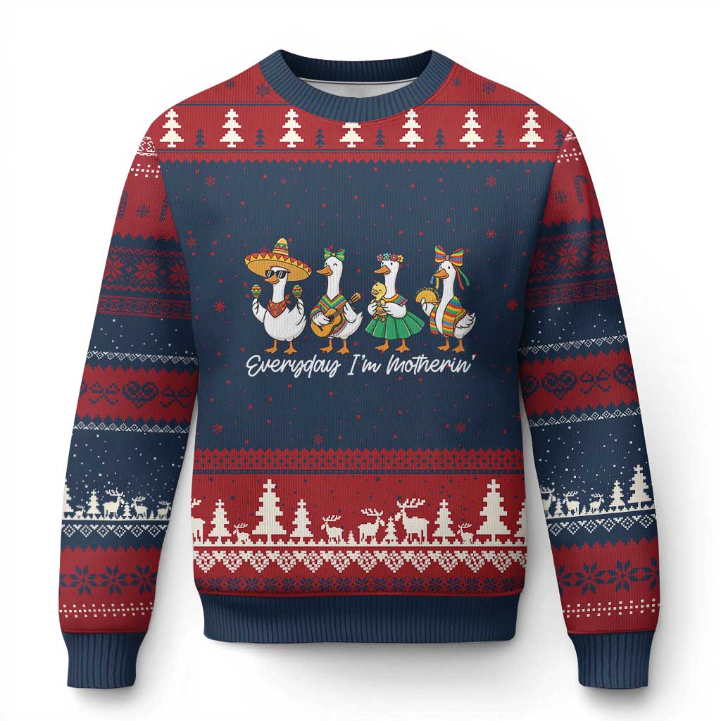 Everyday I'm Motherin Ugly Christmas Sweater Cinco De Mayo Silly Goose Fiesta TS14 Navy Red Print Your Wear