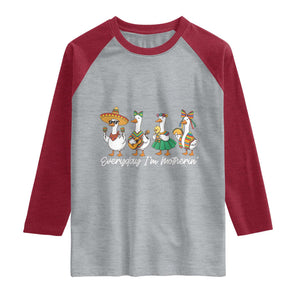 Everyday I'm Motherin Raglan Shirt Cinco De Mayo Silly Goose Fiesta TS14 Heather Gray Heather Red Print Your Wear