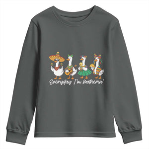 Everyday I'm Motherin Youth Sweatshirt Cinco De Mayo Silly Goose Fiesta TS14 Dark Heather Print Your Wear