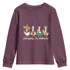 Everyday I'm Motherin Youth Sweatshirt Cinco De Mayo Silly Goose Fiesta TS14 Maroon Print Your Wear