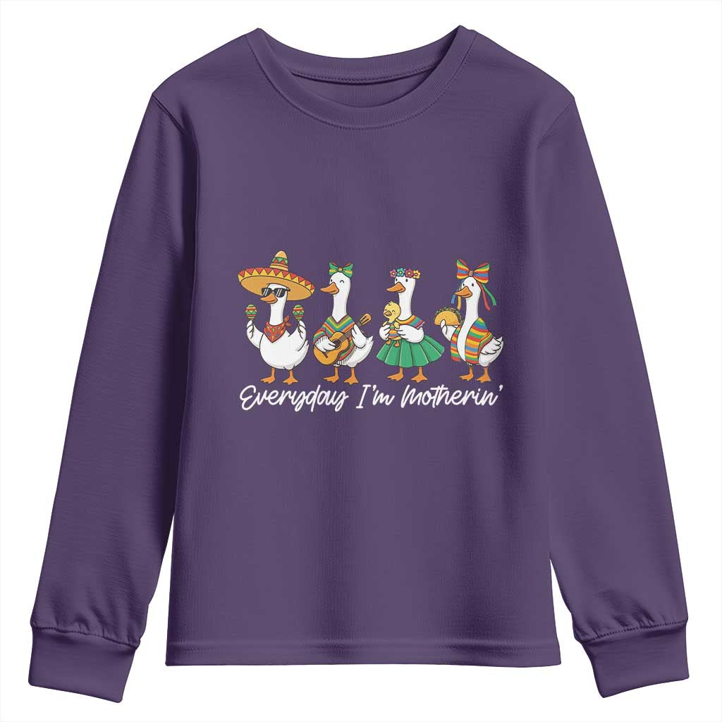 Everyday I'm Motherin Youth Sweatshirt Cinco De Mayo Silly Goose Fiesta TS14 Purple Print Your Wear