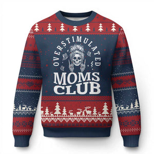 Overstimulated Moms Club Ugly Christmas Sweater Funny Skeleton Mom Mother's Day Gift TS14 Navy Red Print Your Wear