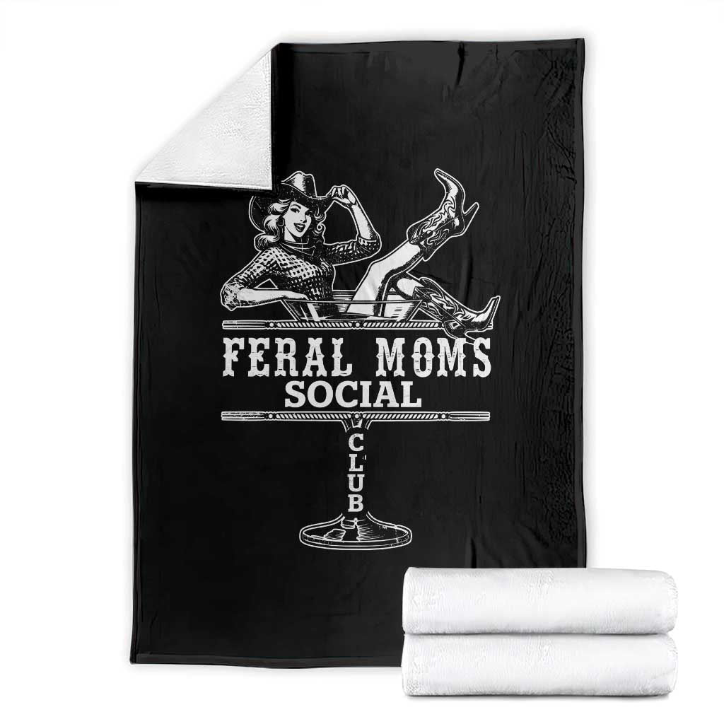 Feral Moms Social Club Throw Blanket Western Cowgirl Mom Mother’s Day Gift TS14 Black Print Your Wear