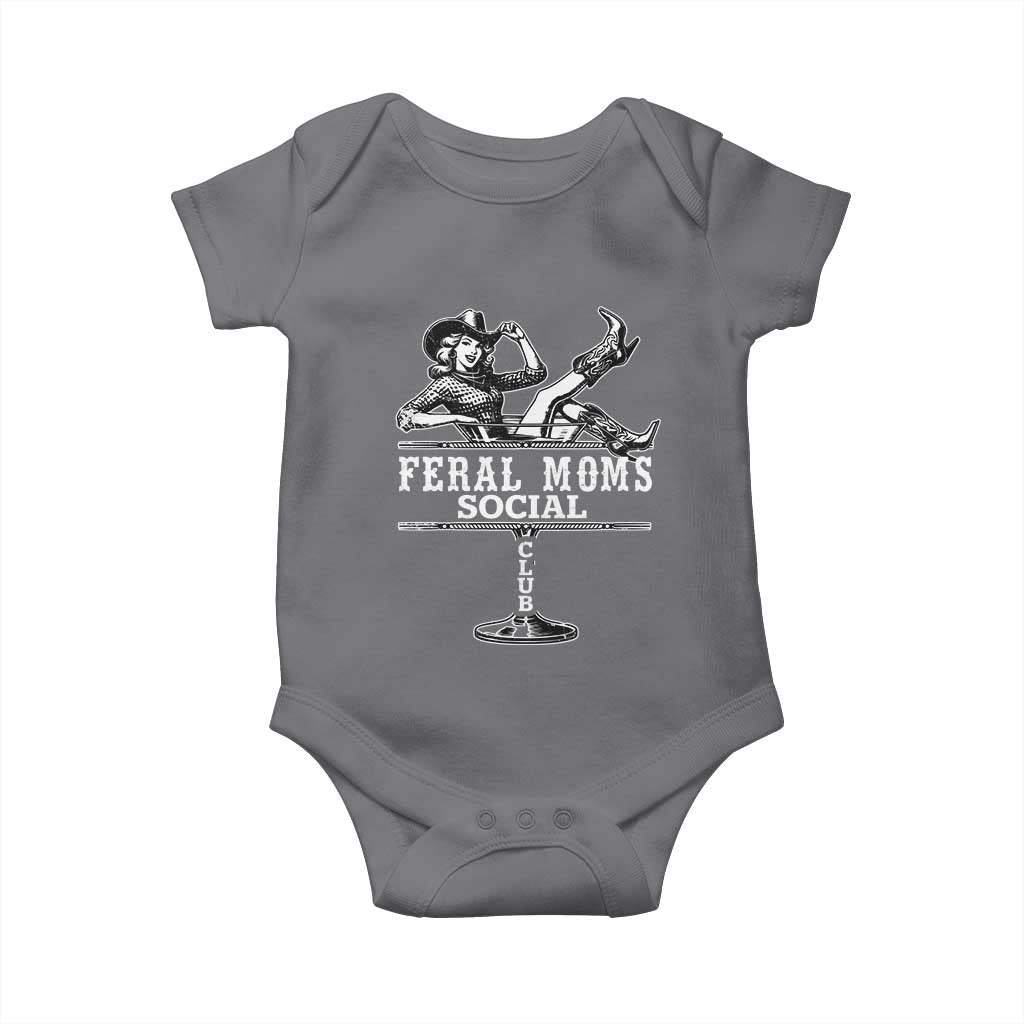 Feral Moms Social Club Baby Onesie Western Cowgirl Mom Mother’s Day Gift TS14 Charcoal Print Your Wear