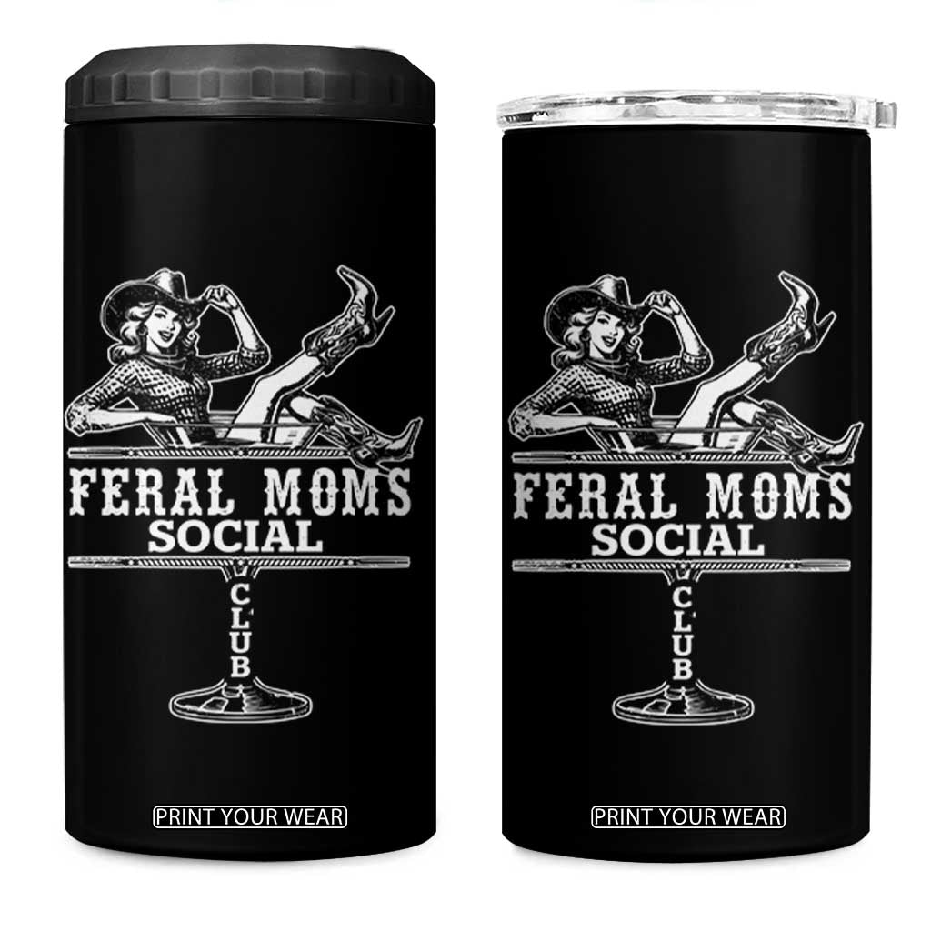 Feral Moms Social Club 4 in 1 Can Cooler Tumbler Western Cowgirl Mom Mother’s Day Gift TS14 One Size: 16 oz Black Print Your Wear