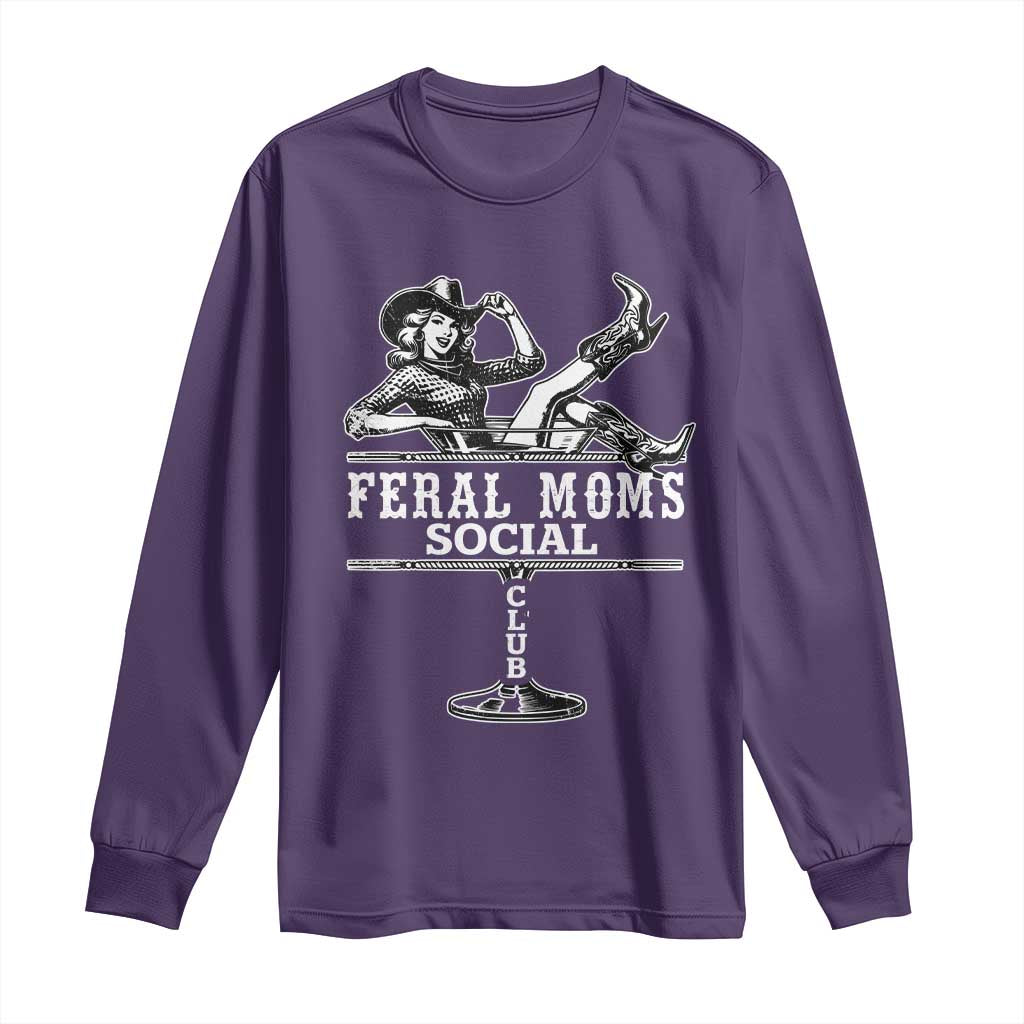 Feral Moms Social Club Long Sleeve Shirt Western Cowgirl Mom Mother’s Day Gift TS14 Purple Print Your Wear