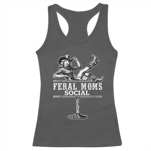 Feral Moms Social Club Racerback Tank Top Western Cowgirl Mom Mother’s Day Gift TS14 Dark Heather Print Your Wear