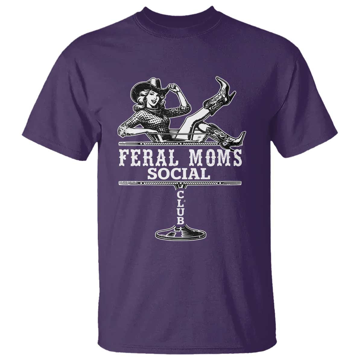 Feral Moms Social Club T Shirt Western Cowgirl Mom Mother’s Day Gift TS14 Purple Print Your Wear