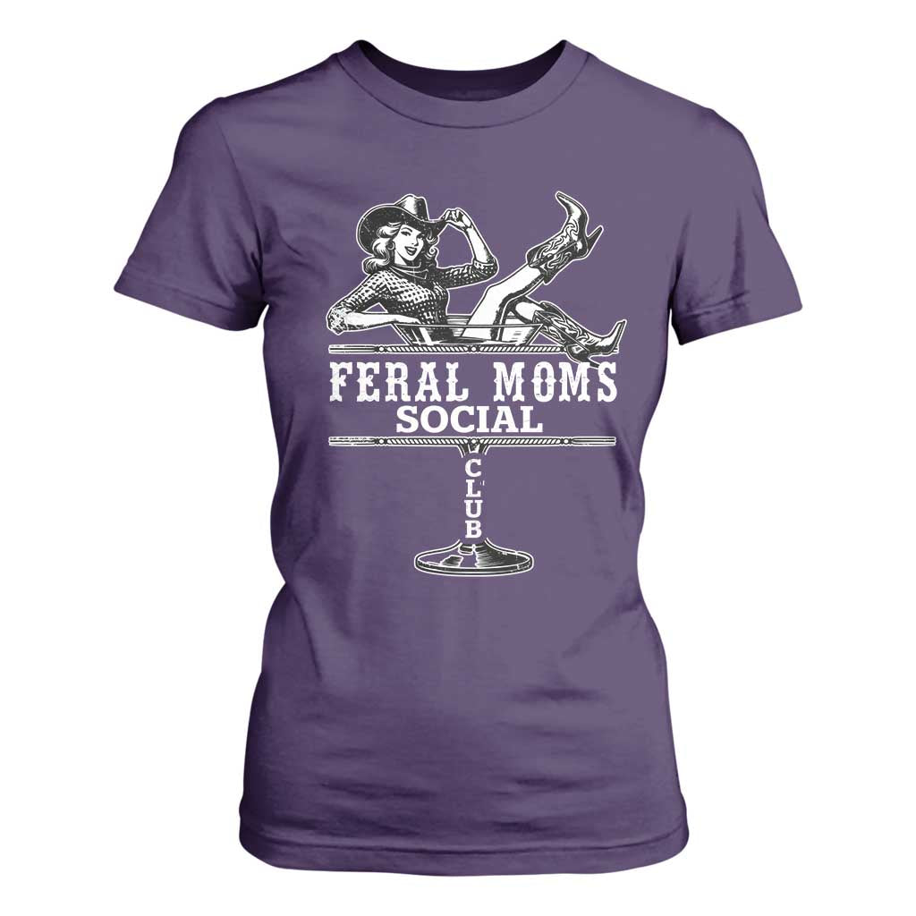 Feral Moms Social Club T Shirt For Women Western Cowgirl Mom Mother’s Day Gift TS14 Purple Print Your Wear