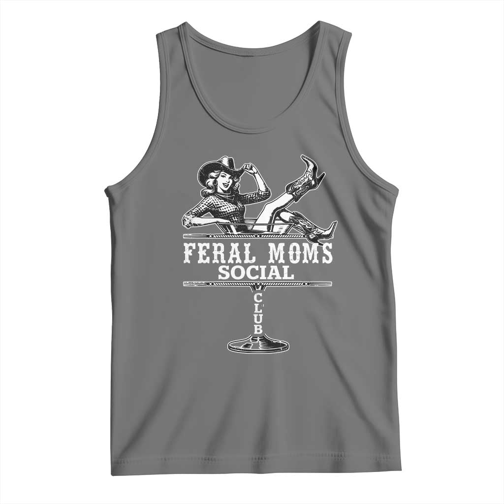 Feral Moms Social Club Tank Top Western Cowgirl Mom Mother’s Day Gift TS14 Black Heather Print Your Wear