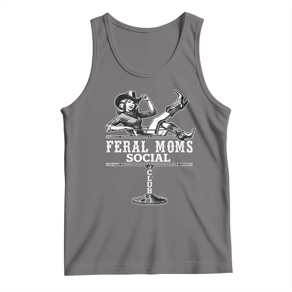 Feral Moms Social Club Tank Top Western Cowgirl Mom Mother’s Day Gift TS14 Deep Heather Print Your Wear