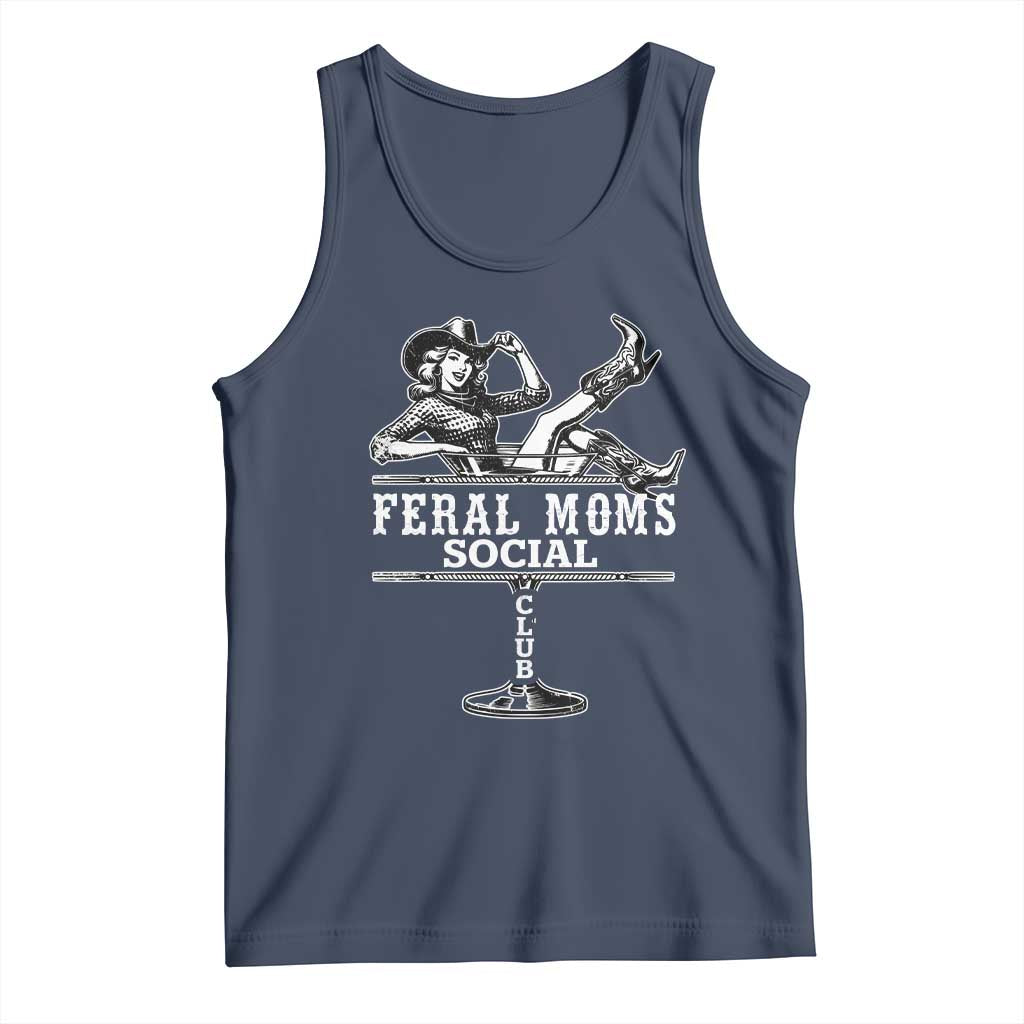 Feral Moms Social Club Tank Top Western Cowgirl Mom Mother’s Day Gift TS14 Navy Print Your Wear
