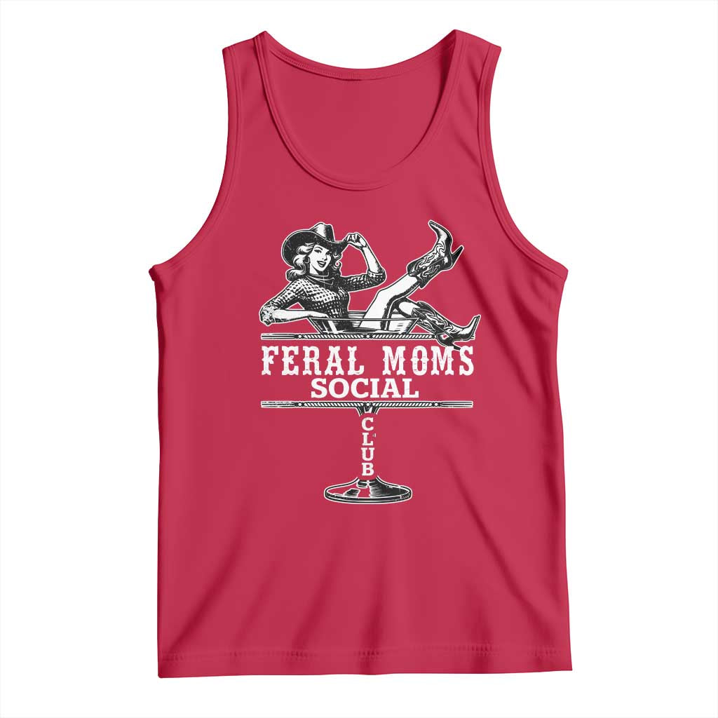 Feral Moms Social Club Tank Top Western Cowgirl Mom Mother’s Day Gift TS14 Red Print Your Wear