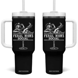 Feral Moms Social Club Tumbler With Handle Western Cowgirl Mom Mother’s Day Gift TS14 One Size: 40 oz Black Print Your Wear