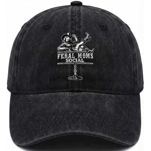 Feral Moms Social Club Washed Cotton Baseball Cap Western Cowgirl Mom Mother’s Day Gift TS14 Print Your Wear