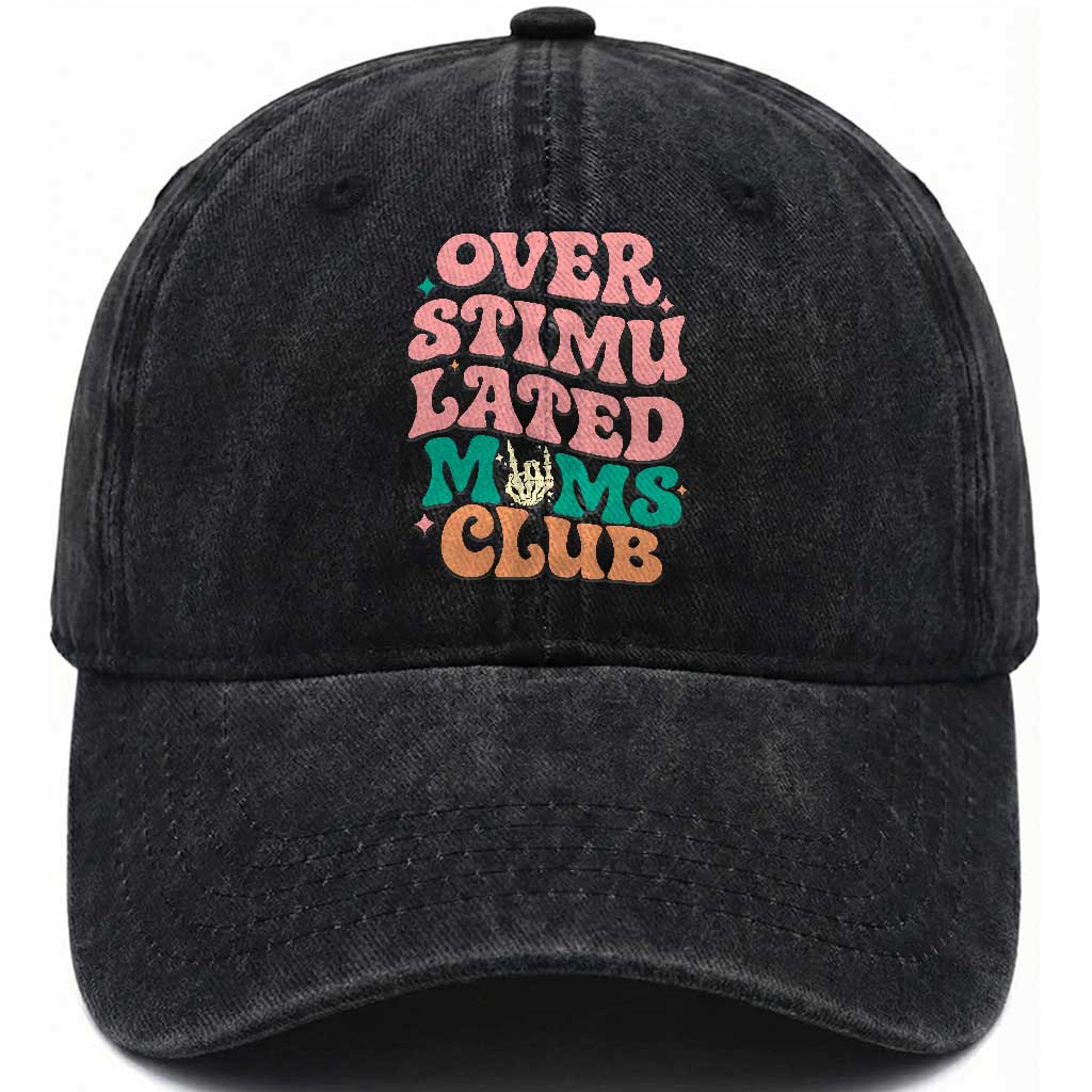Overstimulated Moms Club Washed Cotton Baseball Cap Funny Mom Life Mother Day Gift TS14 Print Your Wear