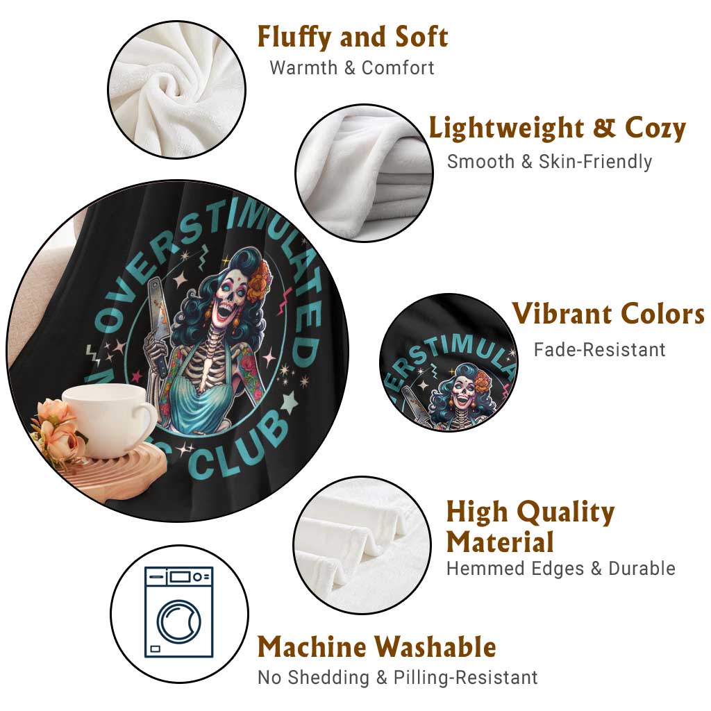 Overstimulated Moms Club Throw Blanket Neurodivergent Mom Mental Health TS14 Print Your Wear