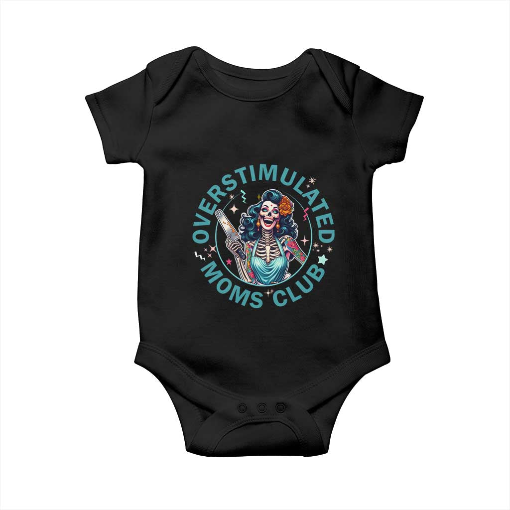 Overstimulated Moms Club Baby Onesie Neurodivergent Mom Mental Health TS14 Black Print Your Wear