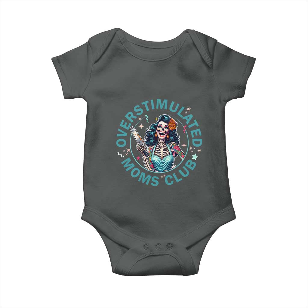 Overstimulated Moms Club Baby Onesie Neurodivergent Mom Mental Health TS14 Dark Heather Print Your Wear