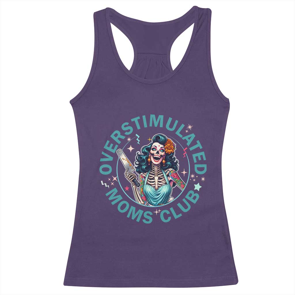 Overstimulated Moms Club Racerback Tank Top Neurodivergent Mom Mental Health TS14 Purple Print Your Wear