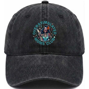 Overstimulated Moms Club Washed Cotton Baseball Cap Neurodivergent Mom Mental Health TS14 Print Your Wear