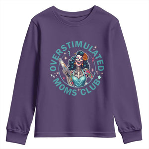 Overstimulated Moms Club Youth Sweatshirt Neurodivergent Mom Mental Health TS14 Purple Print Your Wear