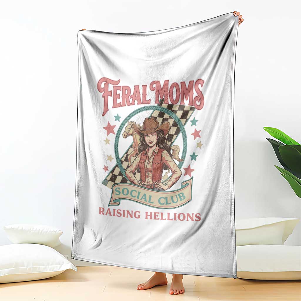 Feral Moms Social Club Throw Blanket Western Cowgirl Mom Mother’s Day TS14 Print Your Wear