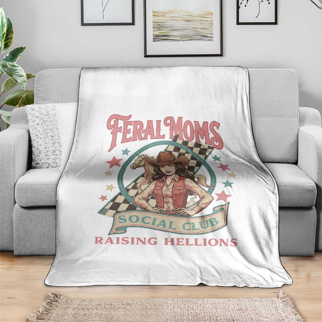 Feral Moms Social Club Throw Blanket Western Cowgirl Mom Mother’s Day TS14 Print Your Wear