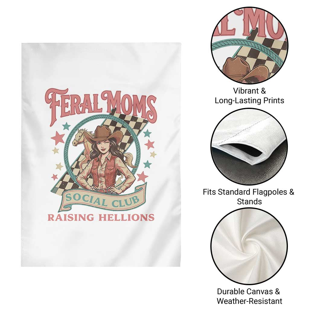 Feral Moms Social Club Garden Flag Western Cowgirl Mom Mother’s Day TS14 Print Your Wear