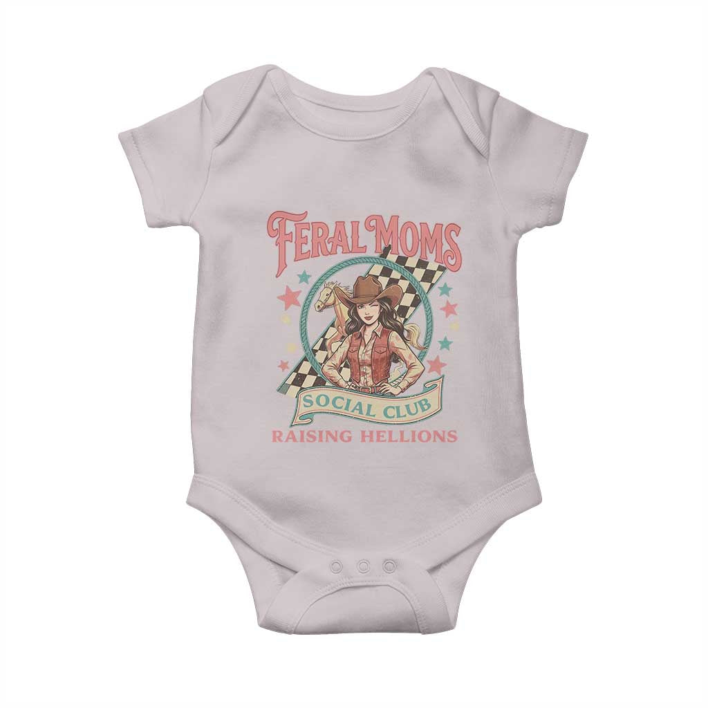 Feral Moms Social Club Baby Onesie Western Cowgirl Mom Mother’s Day TS14 Ice Gray Print Your Wear