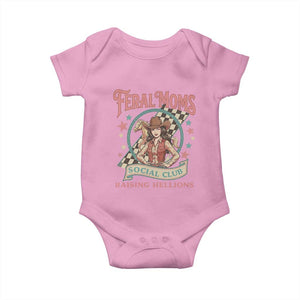 Feral Moms Social Club Baby Onesie Western Cowgirl Mom Mother’s Day TS14 Light Pink Print Your Wear