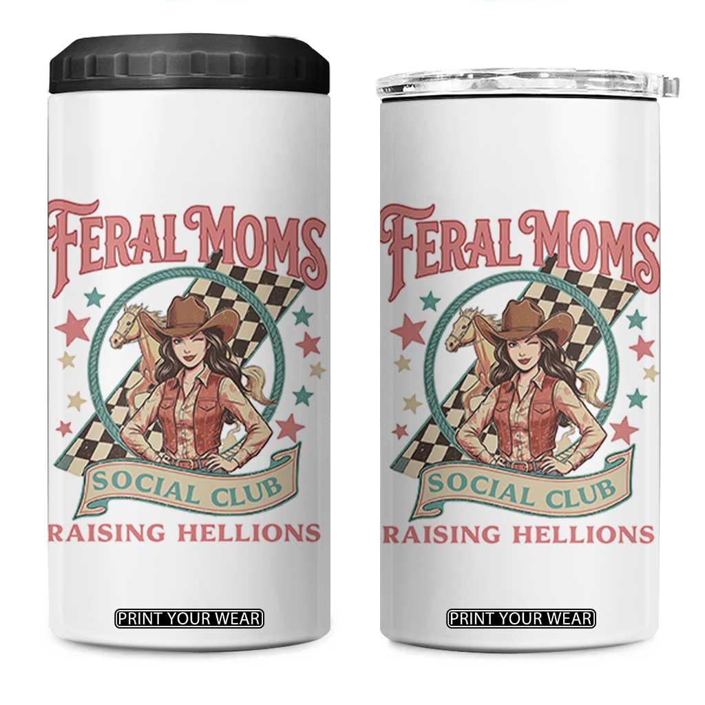 Feral Moms Social Club 4 in 1 Can Cooler Tumbler Western Cowgirl Mom Mother’s Day TS14 One Size: 16 oz White Print Your Wear