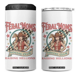 Feral Moms Social Club 4 in 1 Can Cooler Tumbler Western Cowgirl Mom Mother’s Day TS14 One Size: 16 oz White Print Your Wear