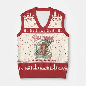Feral Moms Social Club V-Neck Knit Sweater Vest Western Cowgirl Mom Mother’s Day TS14 Beige Red Print Your Wear