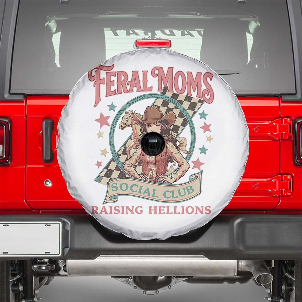 Feral Moms Social Club Spare Tire Cover Western Cowgirl Mom Mother’s Day TS14 White Print Your Wear