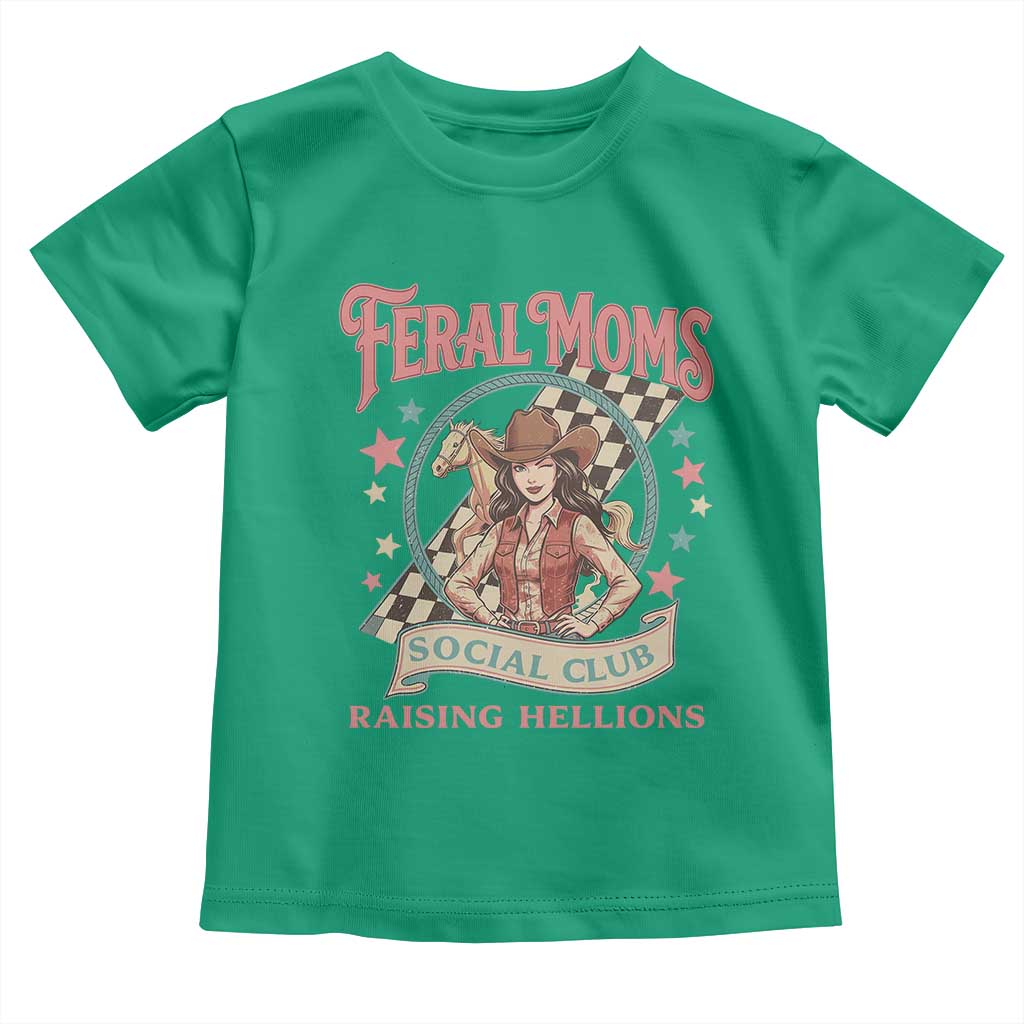 Feral Moms Social Club Toddler T Shirt Western Cowgirl Mom Mother’s Day TS14 Irish Green Print Your Wear