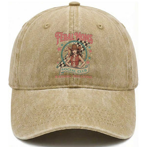 Feral Moms Social Club Washed Cotton Baseball Cap Western Cowgirl Mom Mother’s Day TS14 Print Your Wear