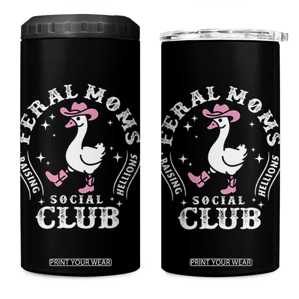 Feral Moms Raising Hellions Social Club 4 in 1 Can Cooler Tumbler Funny Goose Pink Cowgirl Boots Hat TS14 One Size: 16 oz Black Print Your Wear