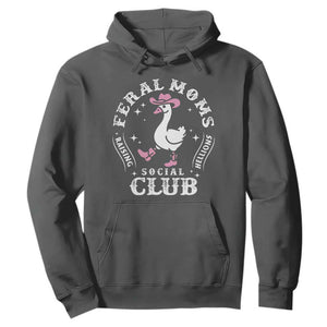 Feral Moms Raising Hellions Social Club Hoodie Funny Goose Pink Cowgirl Boots Hat TS14 Dark Heather Print Your Wear