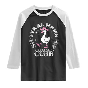 Feral Moms Raising Hellions Social Club Raglan Shirt Funny Goose Pink Cowgirl Boots Hat TS14 Black White Print Your Wear