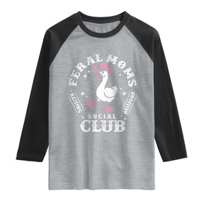Feral Moms Raising Hellions Social Club Raglan Shirt Funny Goose Pink Cowgirl Boots Hat TS14 Heather Gray Black Print Your Wear