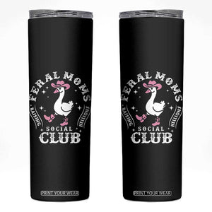 Feral Moms Raising Hellions Social Club Skinny Tumbler Funny Goose Pink Cowgirl Boots Hat TS14 Black Print Your Wear