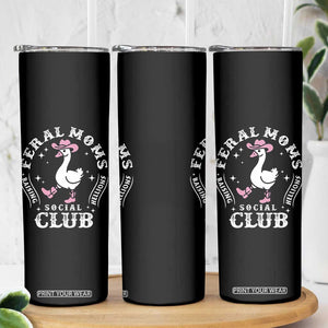 Feral Moms Raising Hellions Social Club Skinny Tumbler Funny Goose Pink Cowgirl Boots Hat TS14 Print Your Wear