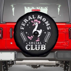 Feral Moms Raising Hellions Social Club Spare Tire Cover Funny Goose Pink Cowgirl Boots Hat TS14 Black Print Your Wear